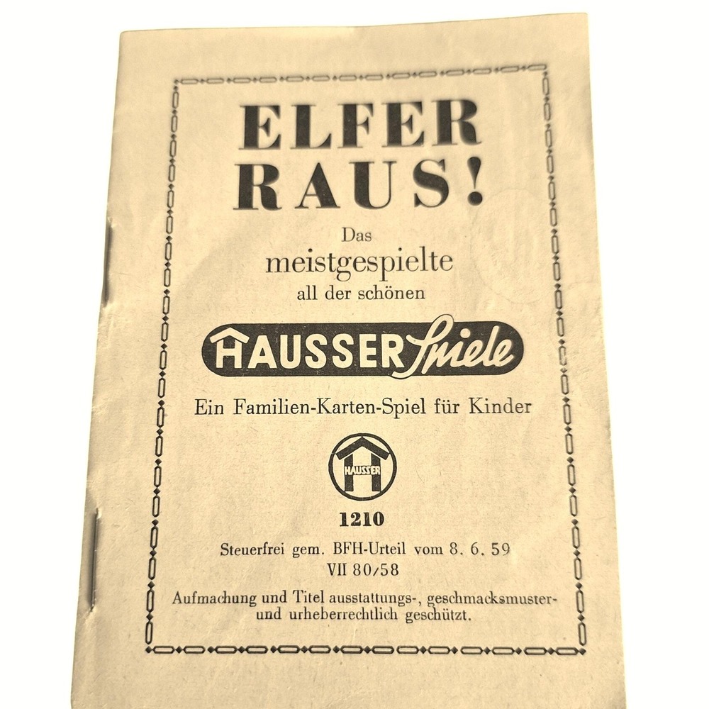 Vintage Hausser Spiele Elfer‎ Raus 1210 Card Game Instruction Booklet German